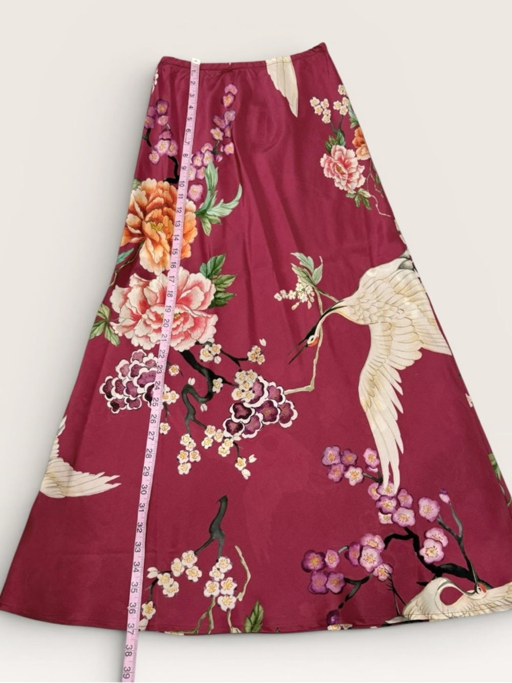 Bryn Walker NWT XXS Burgundy Silk Crane Floral  Print Skirt & Top Set $360 - Picture 13 of 16